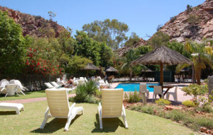 Poolside on hot, sunny day